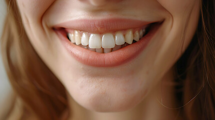 A close-up of a woman's snow-white smile