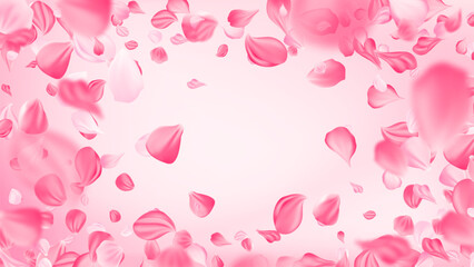 Delicate pink swirl of rose petals. Realistic spiral flow petals