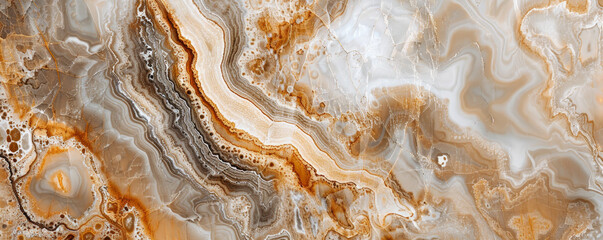 Fototapeta premium Marble abstract background in a warm, earthy palette of beige, brown, and white. The design is natural and inviting, with intricate veining