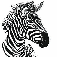 Fototapeta premium A black and white drawing of a zebra 's head