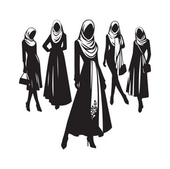 hijab style standing style vector illustration design silhouette