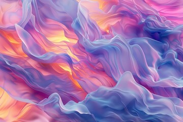 Obraz premium Abstract Background, a 3D display of fluid, pastel-colored waves, creating a dynamic and captivating abstract background