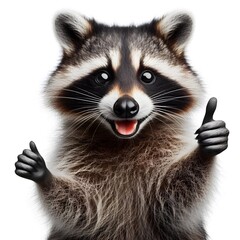 Obraz premium A raccoon giving a thumbs up isolated on white background