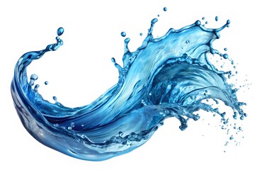 Obraz premium 3D Rendering Of A Blue Water Splash With Droplets Isolated On A White Background.