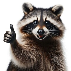 Obraz premium A raccoon giving a thumbs up isolated on white background