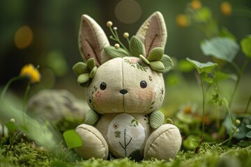 A Plush Bunny in a Verdant Forest