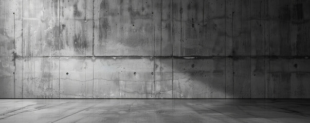 Minimalist concrete background with a smooth, grey texture and subtle variations. The clean, industrial look adds a modern, sophisticated touch to any design element