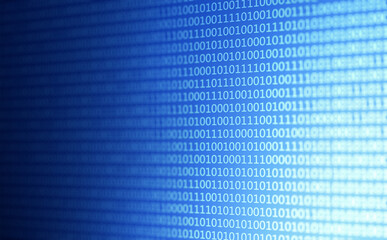 Fototapeta premium Blue bytes of binary code, digital technology background concept - 3D illustration