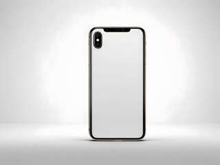 Smartphone similar to iPhone Xs Max with blank white screen for Infographic Global Business Marketing Plan, mockup model similar to iPhone X isolated Background of AI digital investment economy design