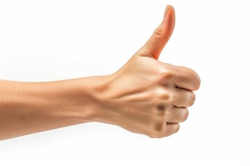Close Up Of A Hand Giving A Thumbs Up Gesture On A White Background