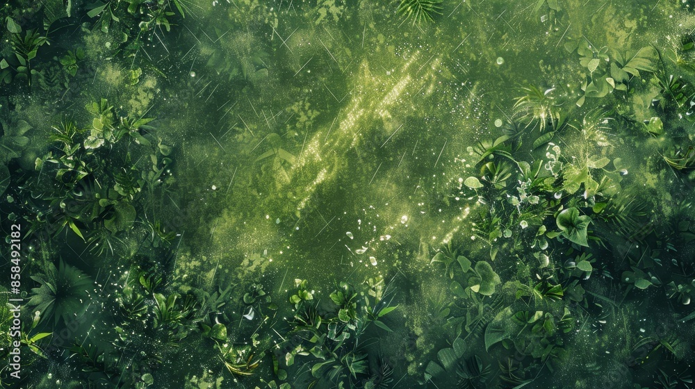 Canvas Prints rainforest abstract with green textures and floating particles. amazing wallpaper