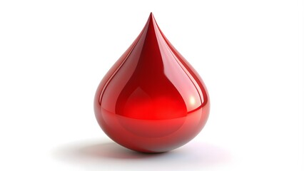 Obraz premium Red Blood Droplet Isolated On White Background. 3D Rendering Illustration.
