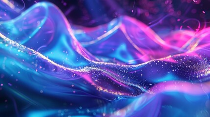 Futuristic wallpaper with holographic elements neon colors and particles. Amazing wallpaper
