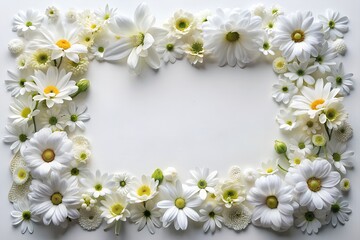 Obraz premium A frame made of white flowers on a white background