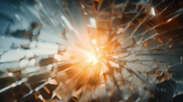 Shattered glass dreams and chaos caused by an explosive impact. Concept Shattered Glass, Explosive Impact, Chaos, Dreams