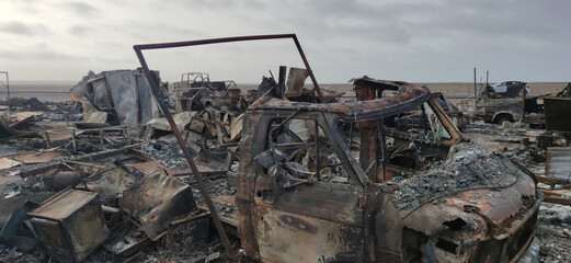 city burned after a fire disaster