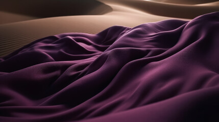 Fototapeta premium A purple fabric with a shiny texture. The fabric is folded and has a wave-like pattern