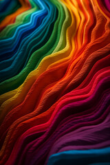 A colorful, rainbow-like pattern is shown in the image. The colors are vibrant and bold, creating a sense of energy and excitement. The pattern appears to be made up of many different colors