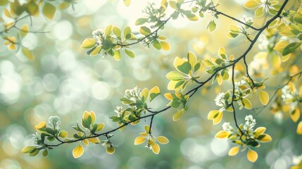 Obraz premium Flourishing branches against a bright backdrop