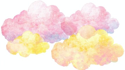 Watercolor Clouds in Pink and Yellow Hues