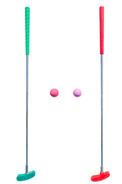 Minigolf putters with balls isolated on white background. vector file. 
