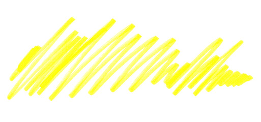 Scribble, hatching, scrawl line, yellow fluorescent marker isolated on white	