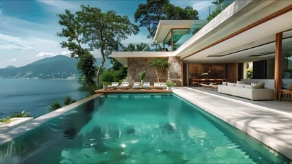 Indulge in Opulent Luxury at a Villa with Infinity Pool, Lavish Interiors, and Stunning Vistas. Concept Luxury Stay, Infinity Pool, Lavish Interiors, Stunning Vistas, Villa Experience
