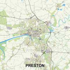 Preston, United Kingdom map poster art