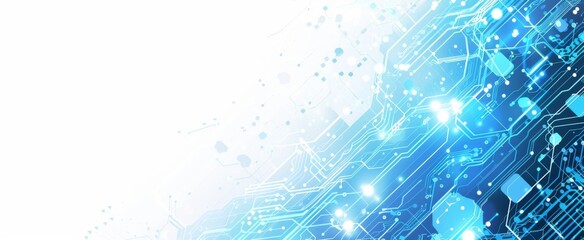 Blue Technology Background with Circuit Board Pattern, Vector Illustration