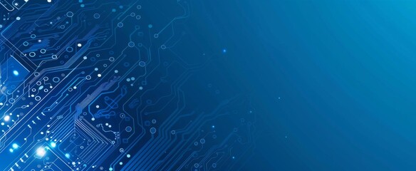 Fototapeta premium Blue Technology Background with Circuit Board Pattern, Vector Illustration