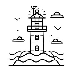 Lighthouse  icon, Lighthouse outline, Lighthouse  vector, ocean svg, ocean cliparts, clipart png, sea creatures, ship svg, Lighthouse SVG, Minimalist Line Art, sea svg, ocean svg, lighthouse, light, s