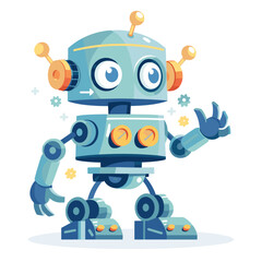 Old-style robot vector art, retro toy robot vintage style, concept art of old-age robot
