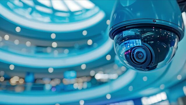 Security cameras in a shopping mall help prevent crime and ensure shopper safety through surveillance technology. Concept Security cameras, Shopping malls, Crime prevention, Shopper safety