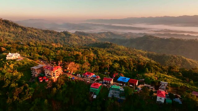 Golden Hour in Sajek Vally 4k Aerial view