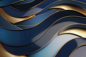 Abstract Background, 3D minimalist design with sleek, basic shapes in deep topaz and sapphire hues, accented with delicate gold lines