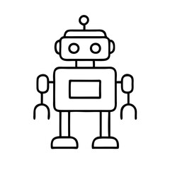 Naklejka premium Robot Icon: AI Automation Technology Artificial Intelligence Machine Cyborg Futuristic Digital Smart Gadget Electronics Vector Illustration for Innovation and Tech Concepts