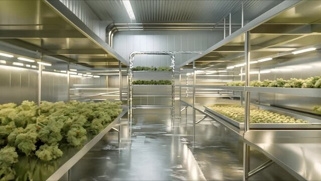 Optimizing Conditions in a Cannabis Drying Room with Stainless Steel Interior. Concept Cannabis drying, Stainless steel interior, Drying room conditions, Optimizing drying process