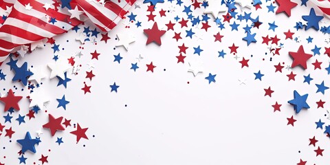 Obraz premium Festive Flowing American Flags with Stars Background