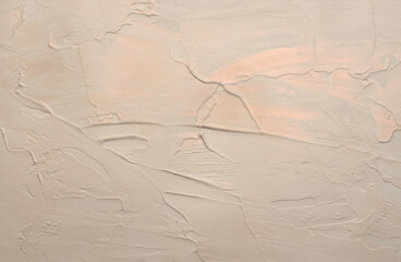 Art oil and acrylic smear blot painting stucco wall. Abstract texture beige, nacre glitter color...