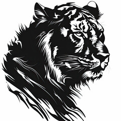 Obraz premium A black and white drawing of a tiger 's head