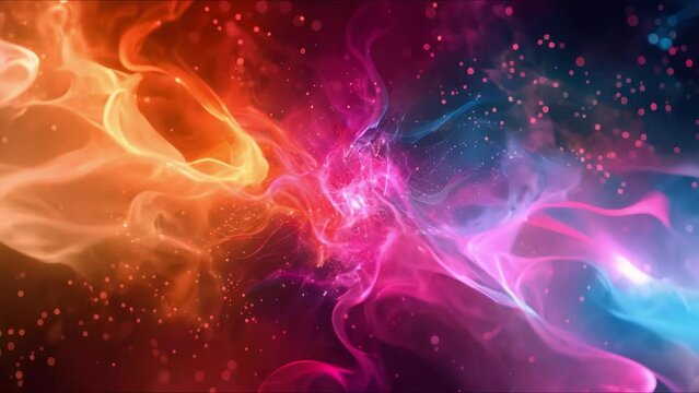 Closeup of colorful quarks exchanging force carrier particle in strong interaction. Concept Particle Physics, Quantum Mechanics, Strong Interaction, Quarks, Force Carrier Particle