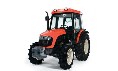 Orange tractor  on white