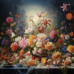 Banquet of watercolour flowers