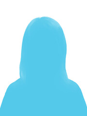 Silhouette of a girl. Avatar is blue. Silhouette isolated on white