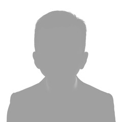 Silhouette of a boy. Avatar is gray. Silhouette isolated on white