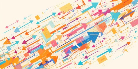 Colorful Arrow Pointing Left with Diverse Pathways

