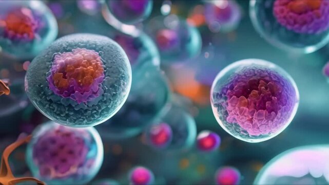 Exploring Cells at the Microscopic Level for Regenerative Cellular Therapy and Stem Cells. Concept Microscopic Imaging, Regenerative Therapy, Stem Cells, Cellular Biology, Medical Research