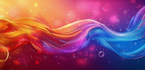 Abstract Colorful Waves With Bubbles