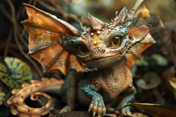 A Curious Fantasy Creature in a Lush Forest