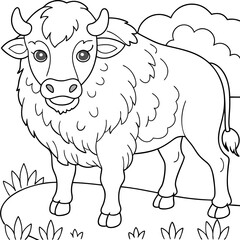 Fototapeta premium Whimsical Bison Coloring Pages for Kids and Adults Alike
